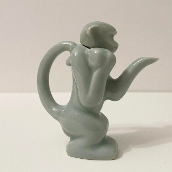 Vintage Bombay Company Miniature Celadon Monkey Teapot 3.5 Inch Tall - Picture 12 of 12